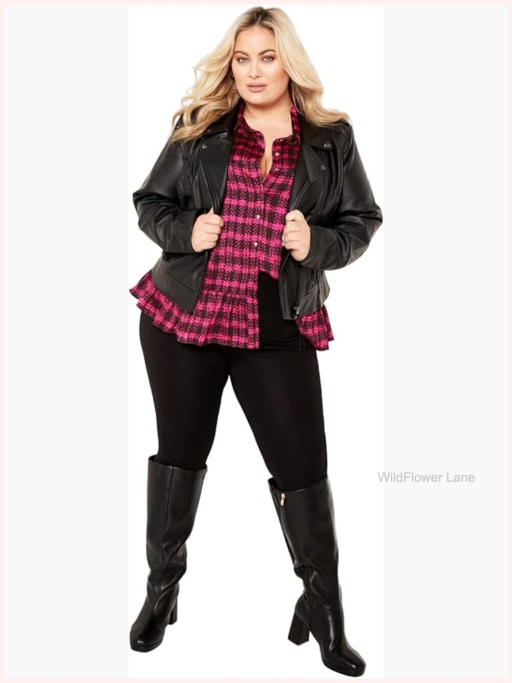 Plus Size Long Sleeve Button Down Blouse Ruffle Shirt